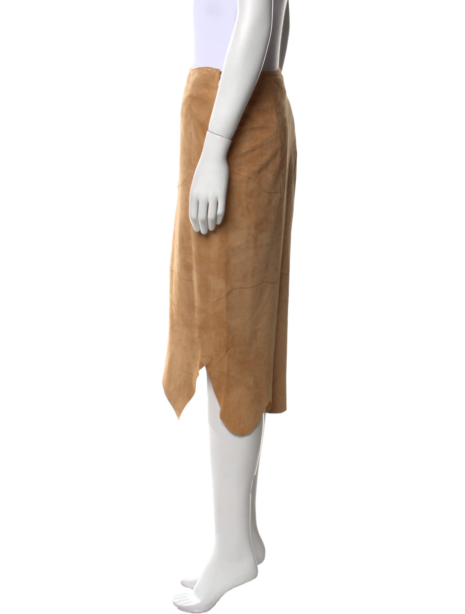 Elements by Vakko Leather Knee-Length Skirt