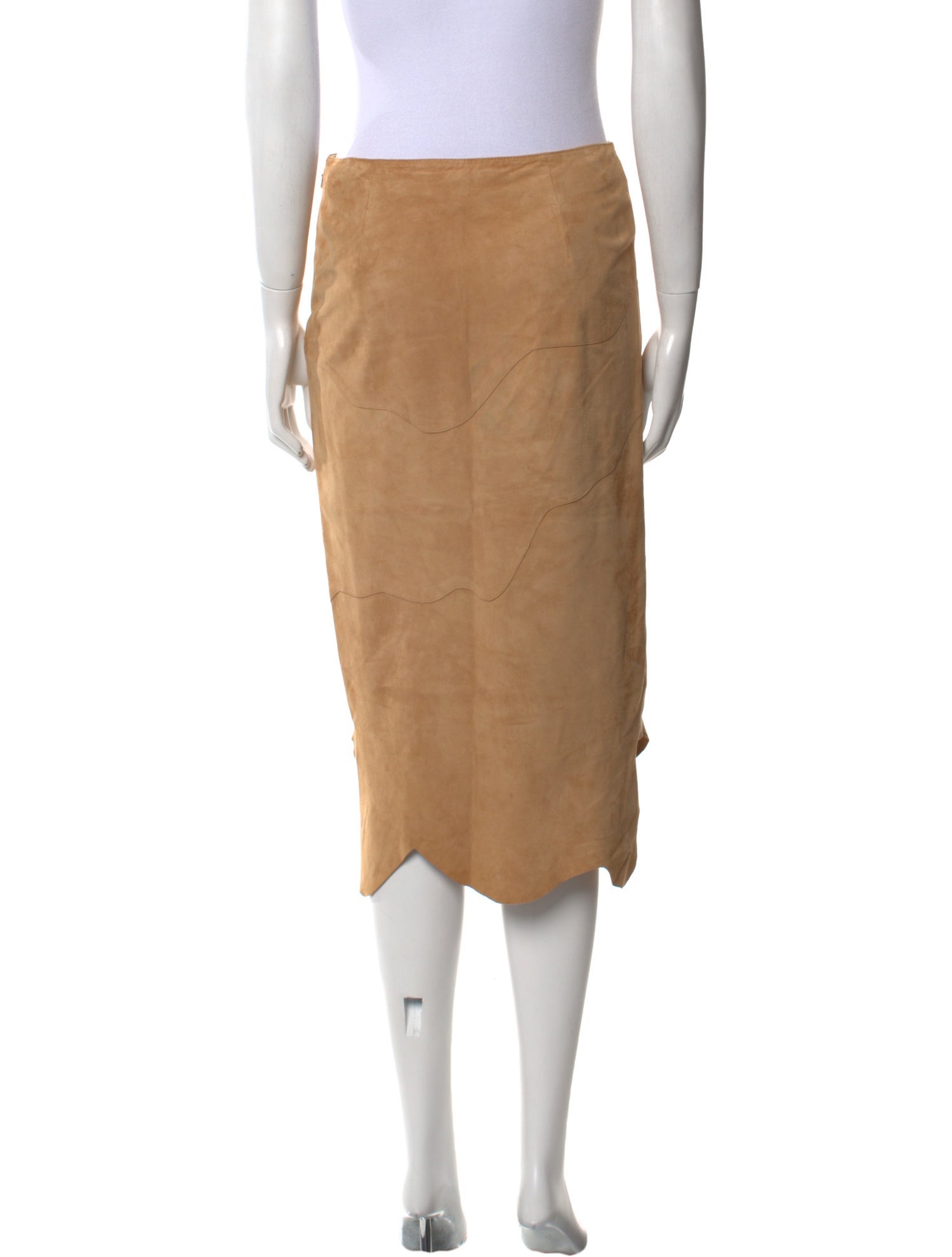 Elements by Vakko Leather Knee-Length Skirt
