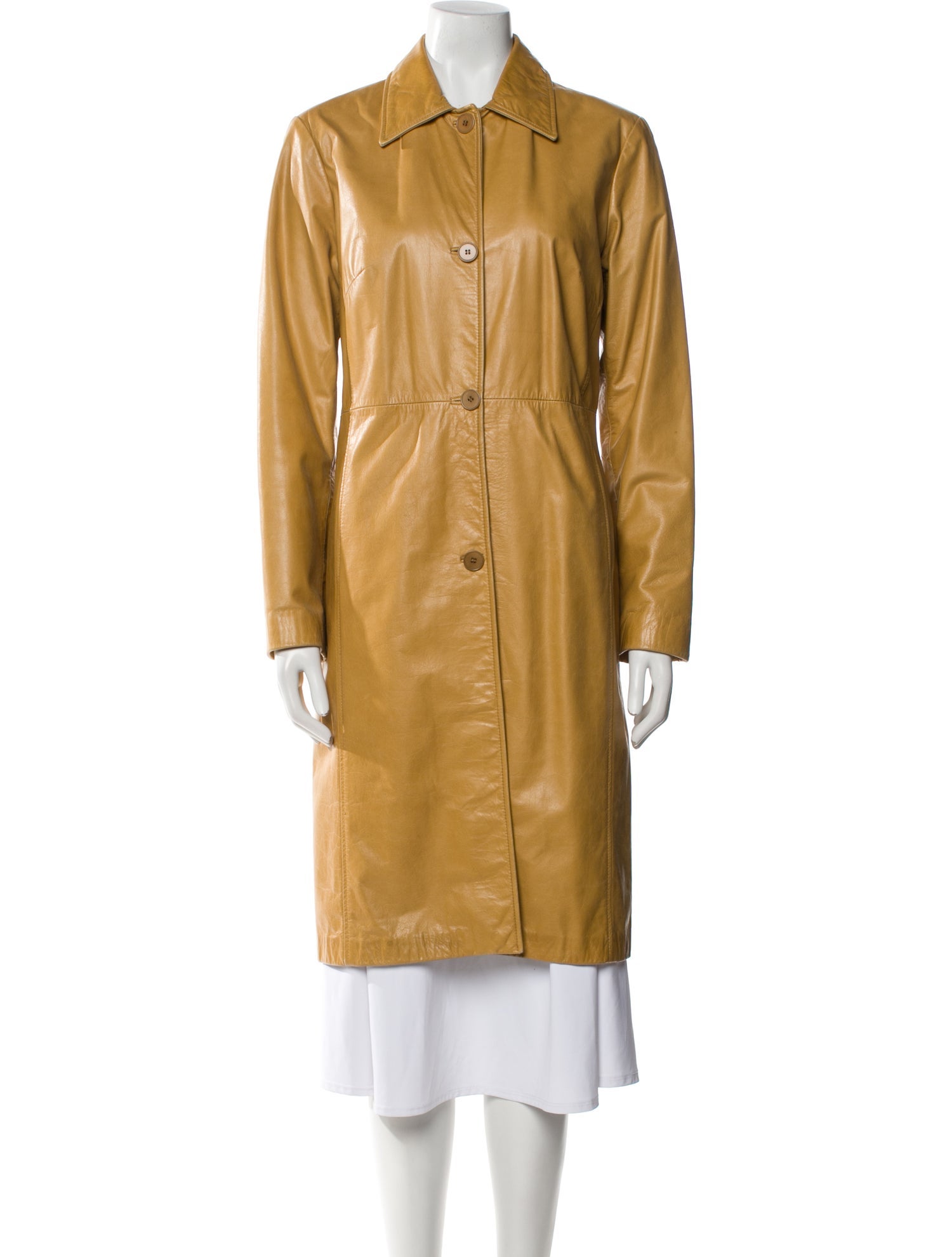 Elements by Vakko Leather Trench Coat