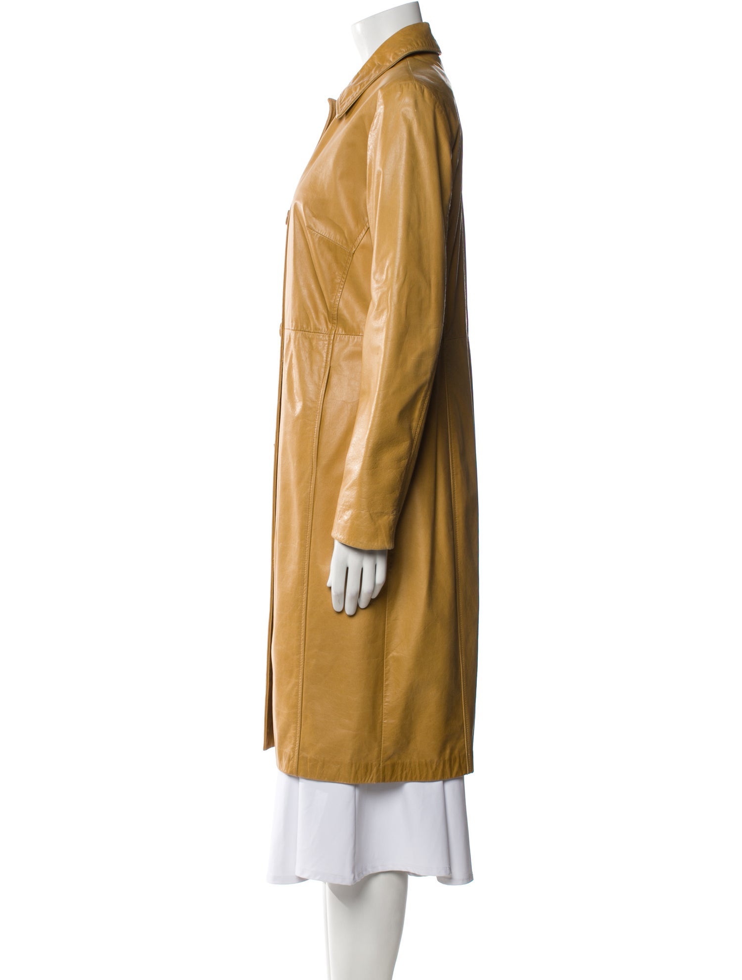 Elements by Vakko Leather Trench Coat