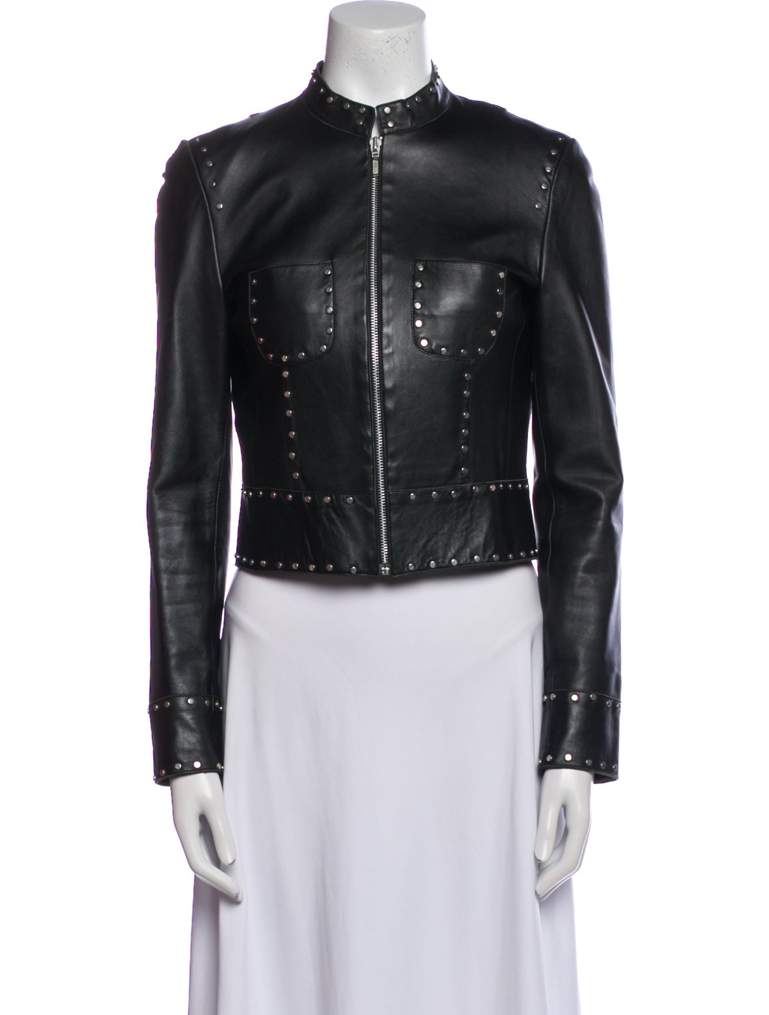Elements by Vakko Leather Biker Jacket