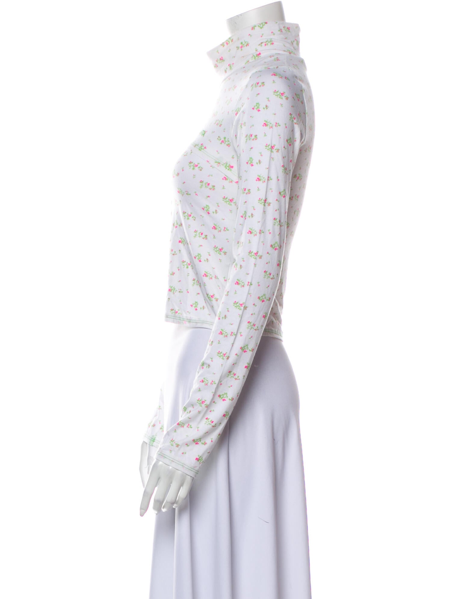 Eckhaus Latta Floral Print Mock Neck Crop Top