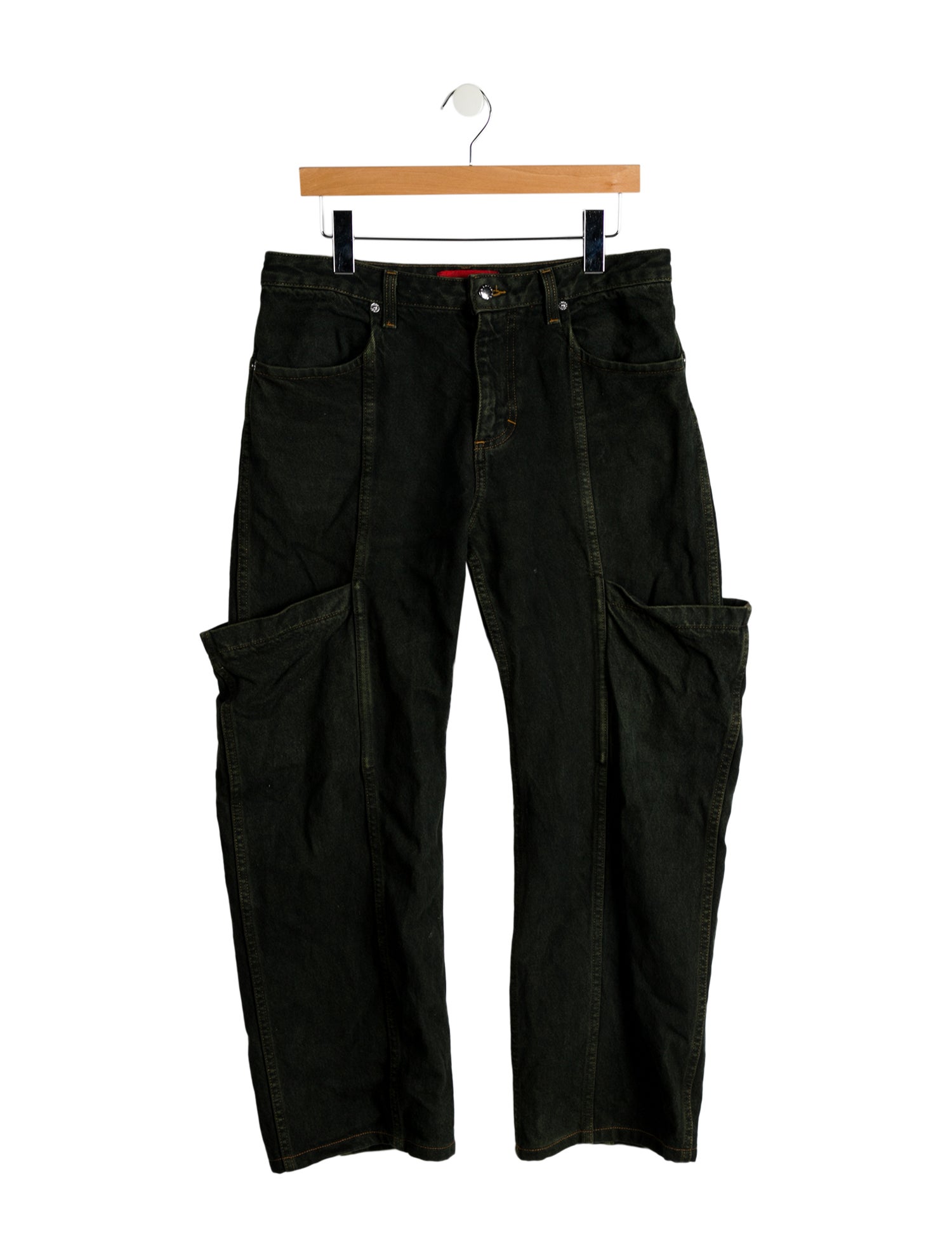 Eckhaus Latta Relaxed Fit Jeans Green, 11.5" Rise Jeans, Clothing