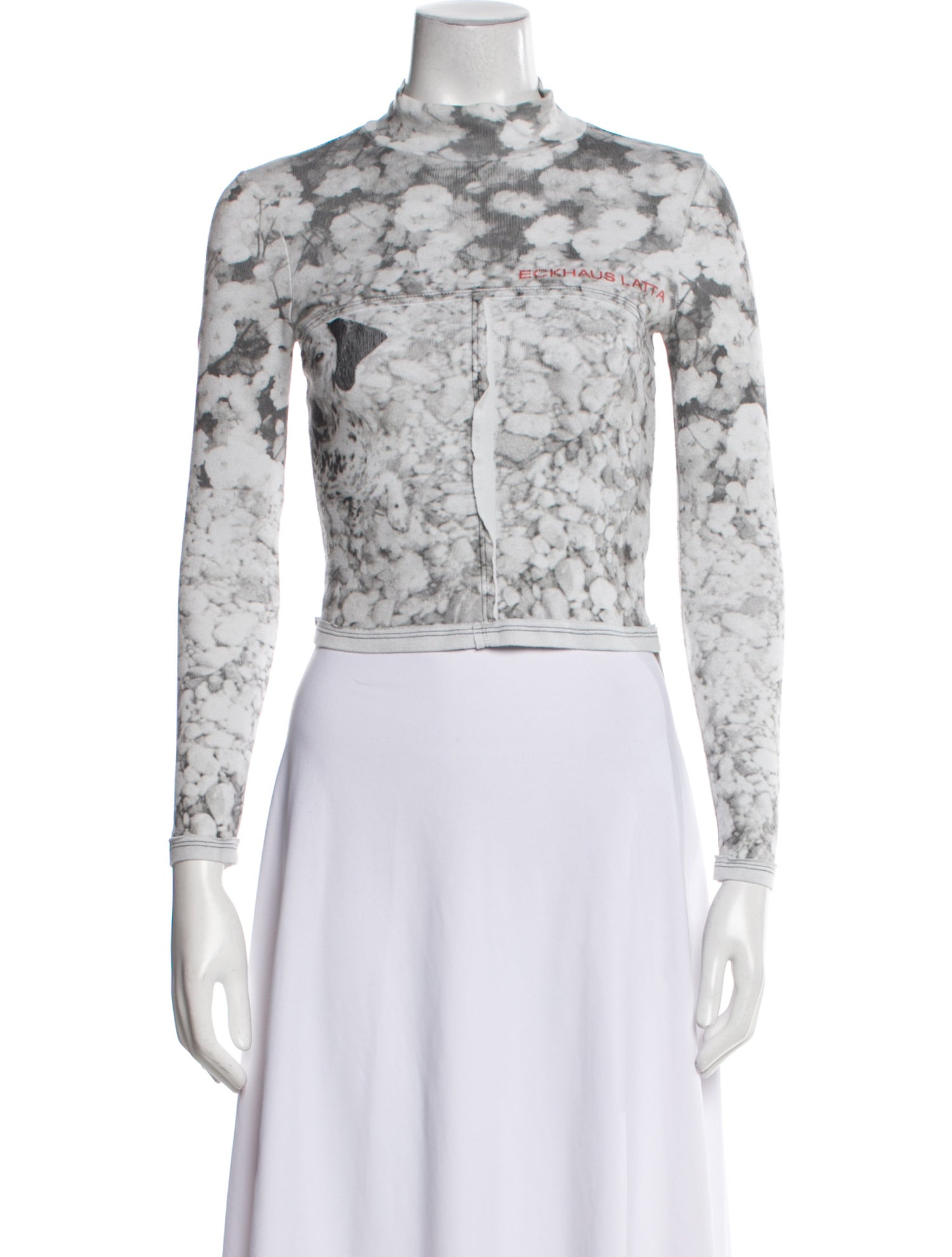 Eckhaus Latta Printed Mock Neck Crop Top