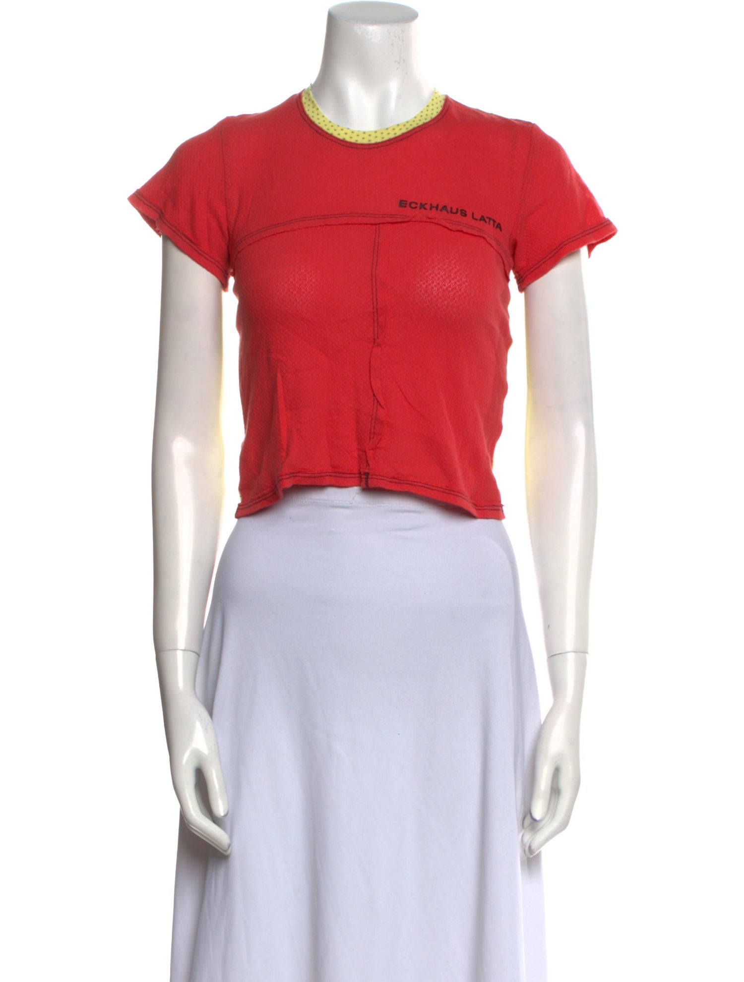 Eckhaus Latta Crew Neck Short Sleeve Crop Top