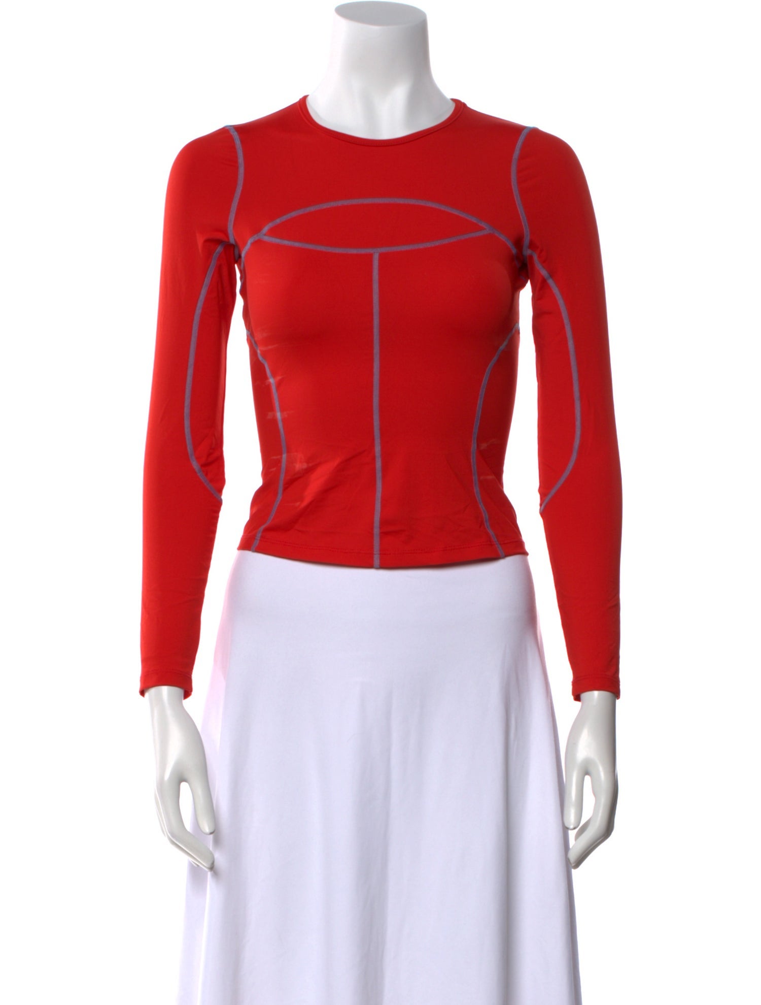 Eckhaus Latta Crew Neck Long Sleeve Crop Top