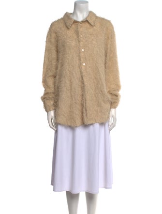 Eckhaus Latta Mock Neck Long Sleeve Button-Up Top