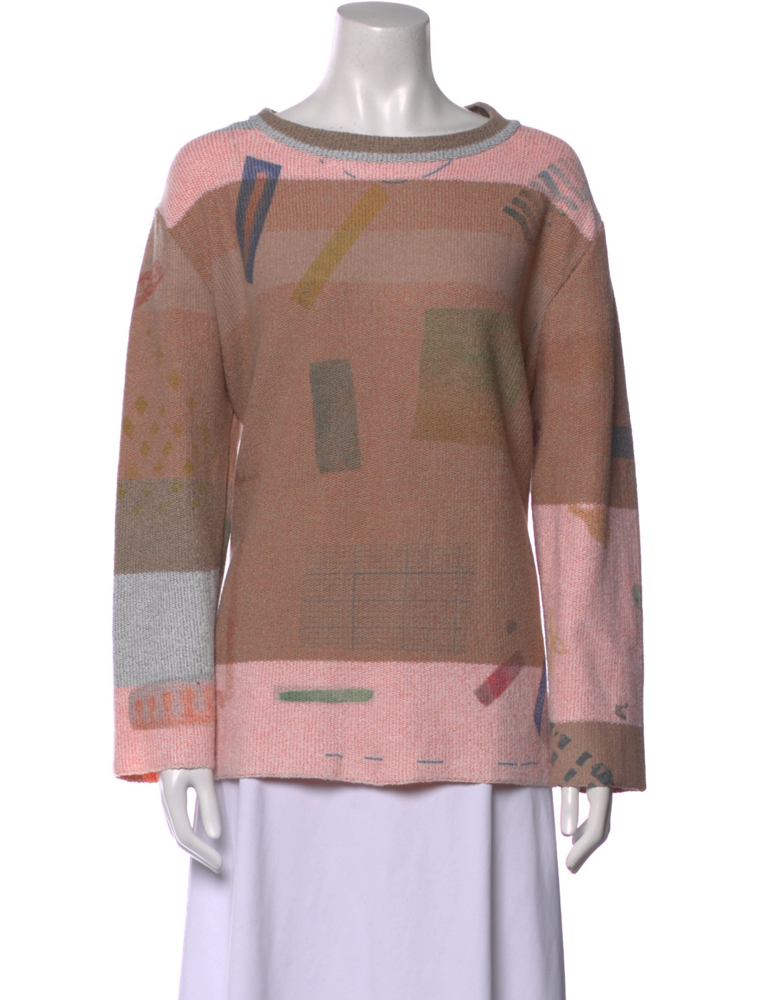 Eckhaus Latta Colorblock Pattern Bateau Neckline Sweater
