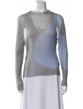 Eckhaus Latta Colorblock Pattern Bateau Neckline Blouse