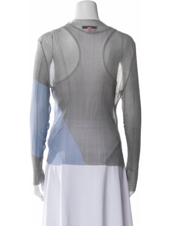 Eckhaus Latta Colorblock Pattern Bateau Neckline Blouse