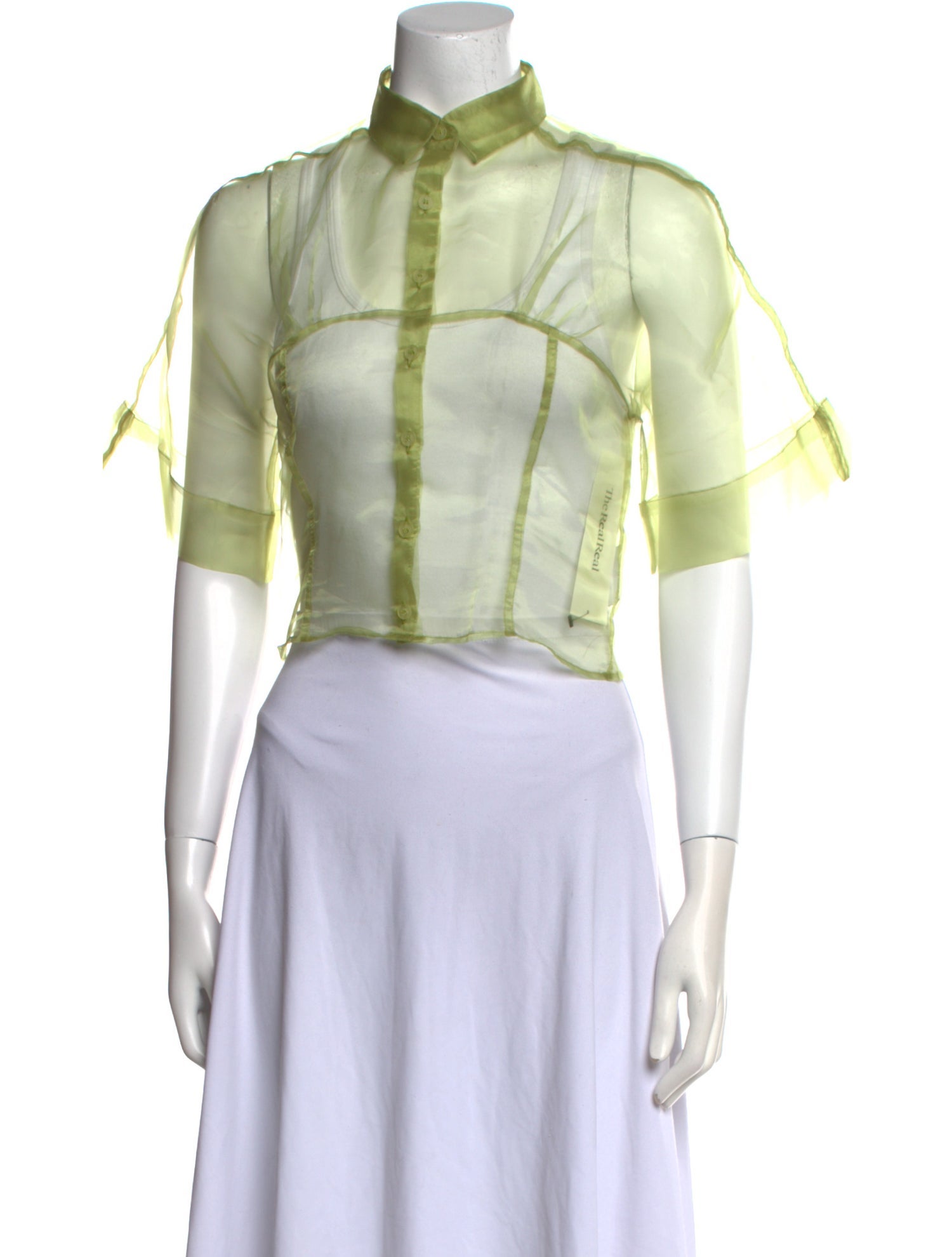 Eckhaus Latta Mock Neck Short Sleeve Crop Top