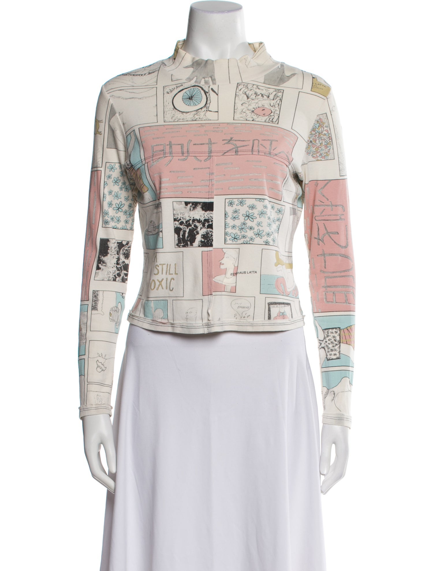 Eckhaus Latta Printed Mock Neck Top