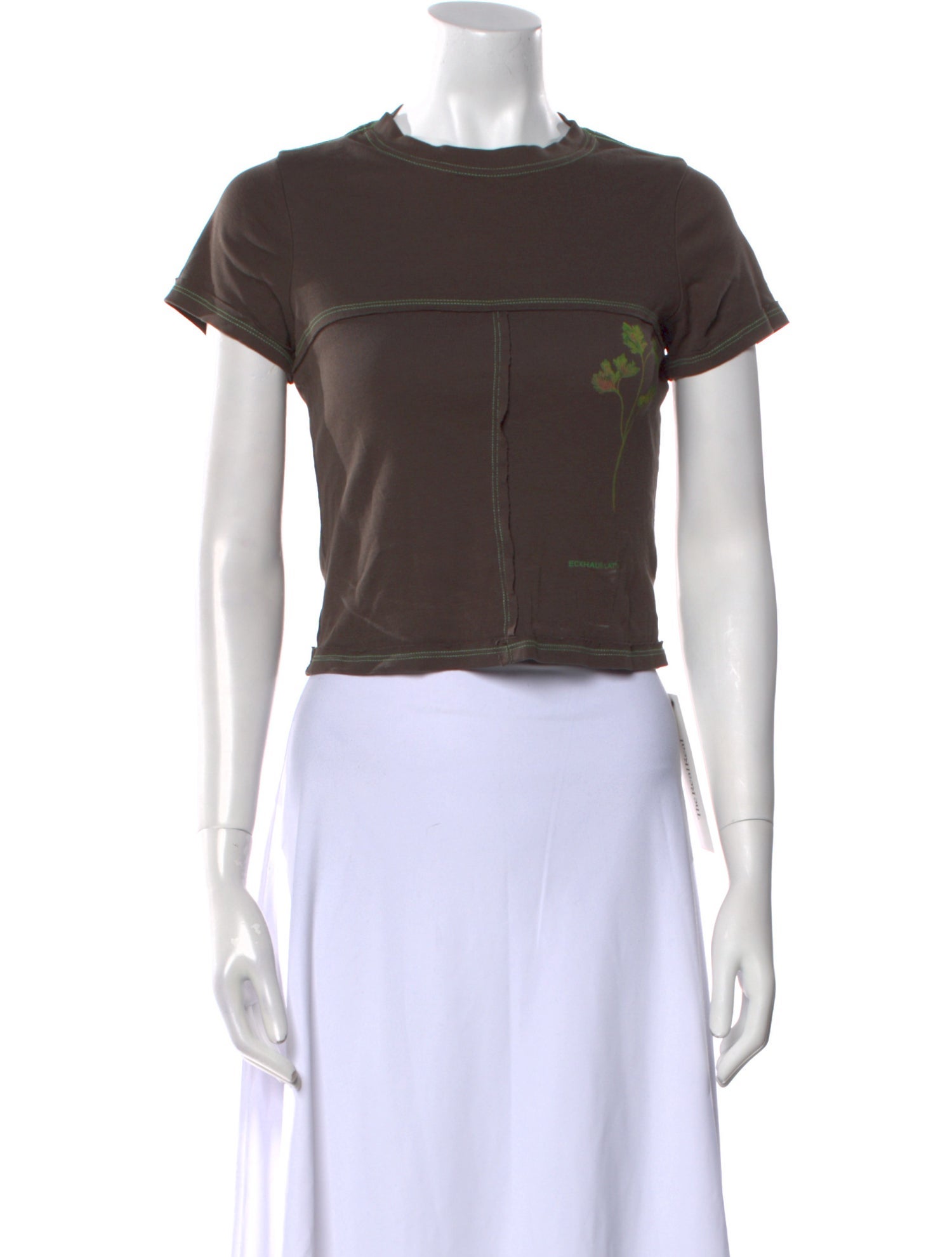 Eckhaus Latta Crew Neck Short Sleeve Crop Top