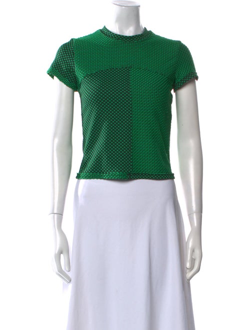 Eckhaus Latta Colorblock Pattern Crew Neck Crop Top