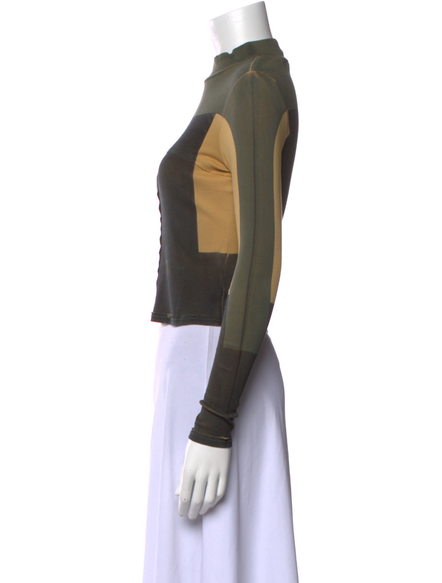 Eckhaus Latta Colorblock Pattern Mock Neck Crop Top