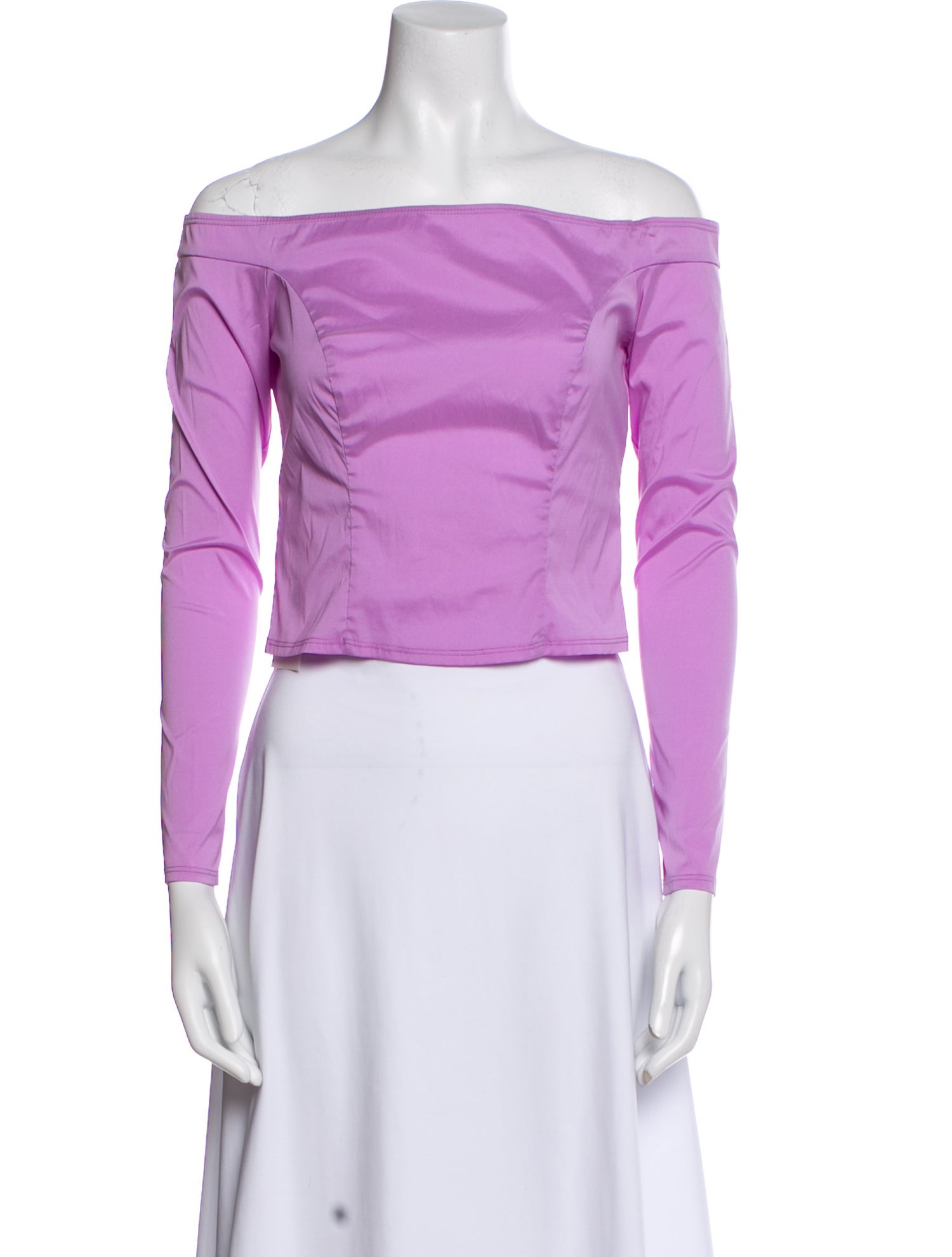 Eckhaus Latta Off-The-Shoulder Long Sleeve Crop Top