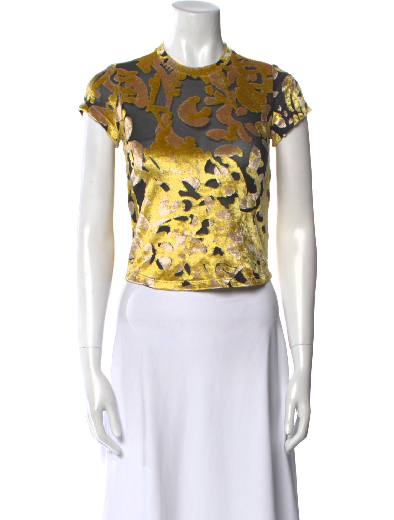 Eckhaus Latta Floral Print Crew Neck Crop Top