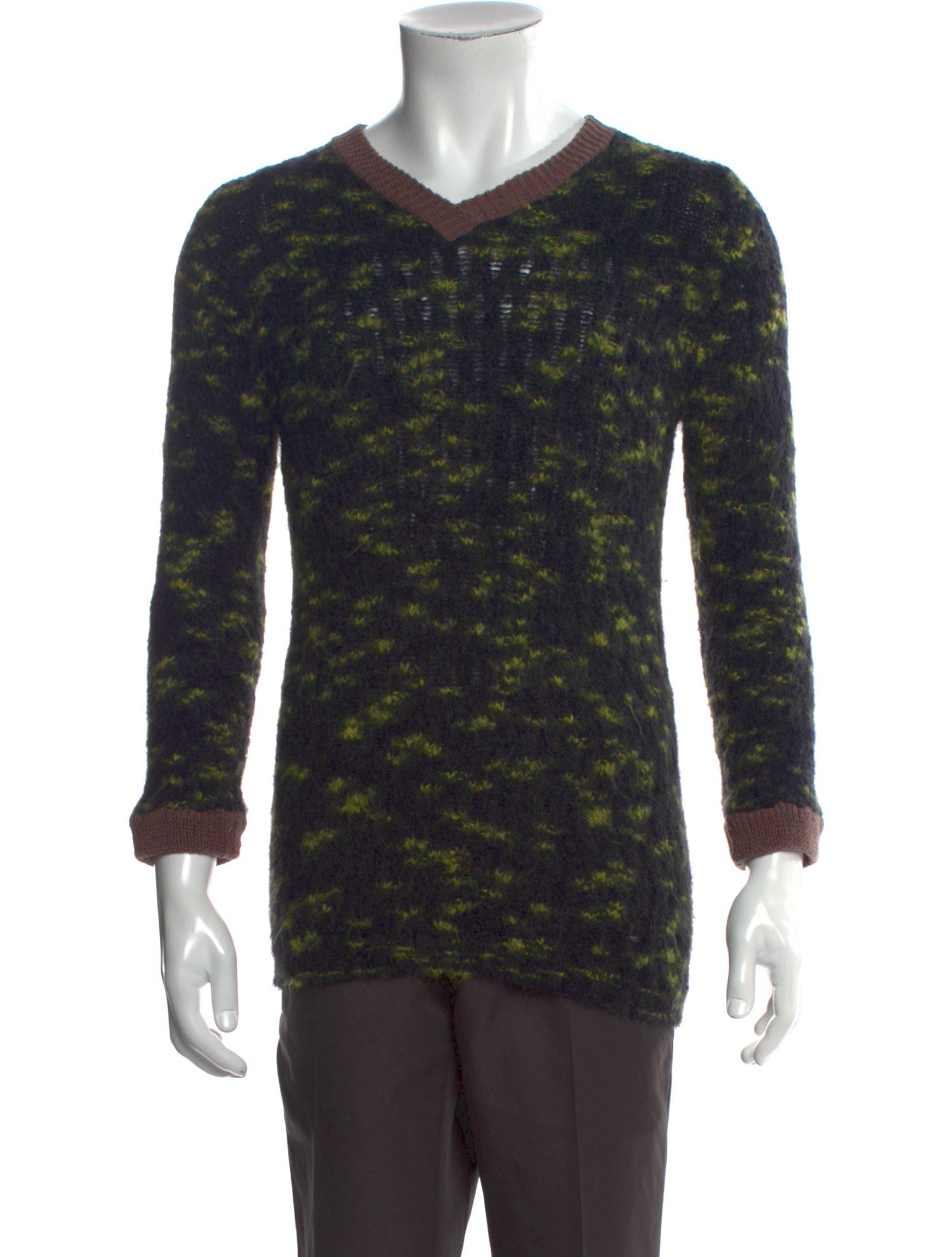 Eckhaus Latta Tweed Pattern V-Neck Pullover