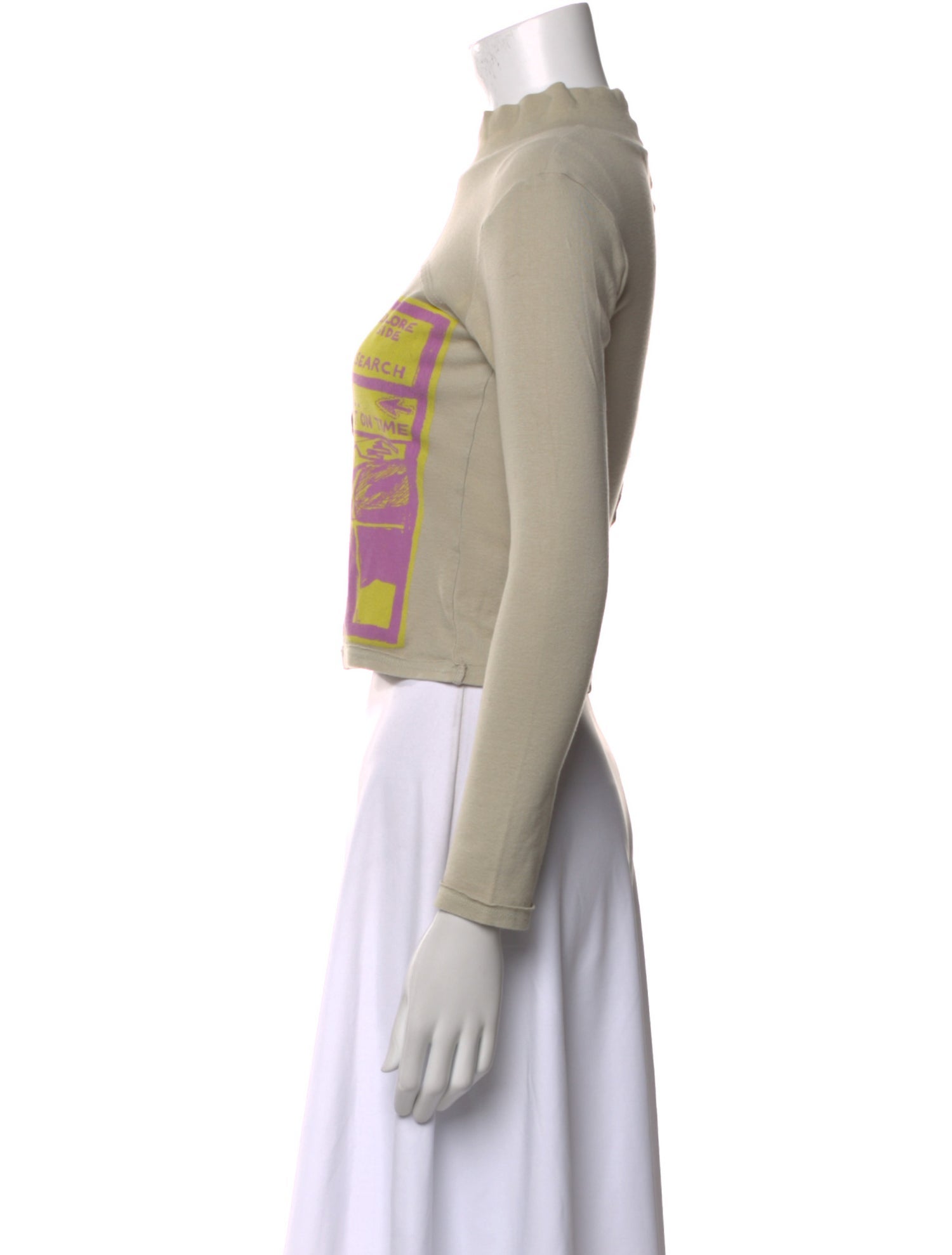 Eckhaus Latta Graphic Print Mock Neck Crop Top