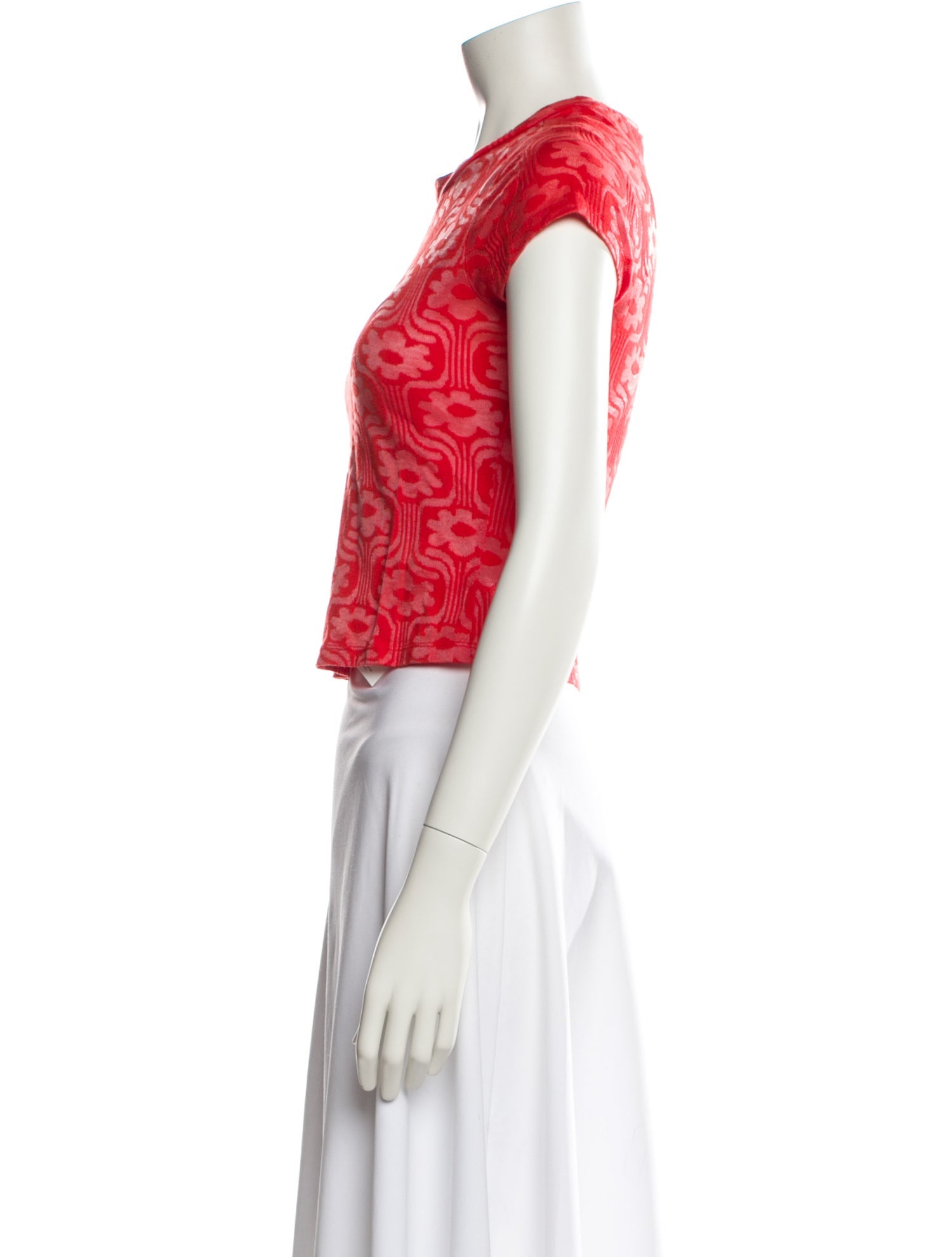 Eckhaus Latta Floral Print Crew Neck Crop Top