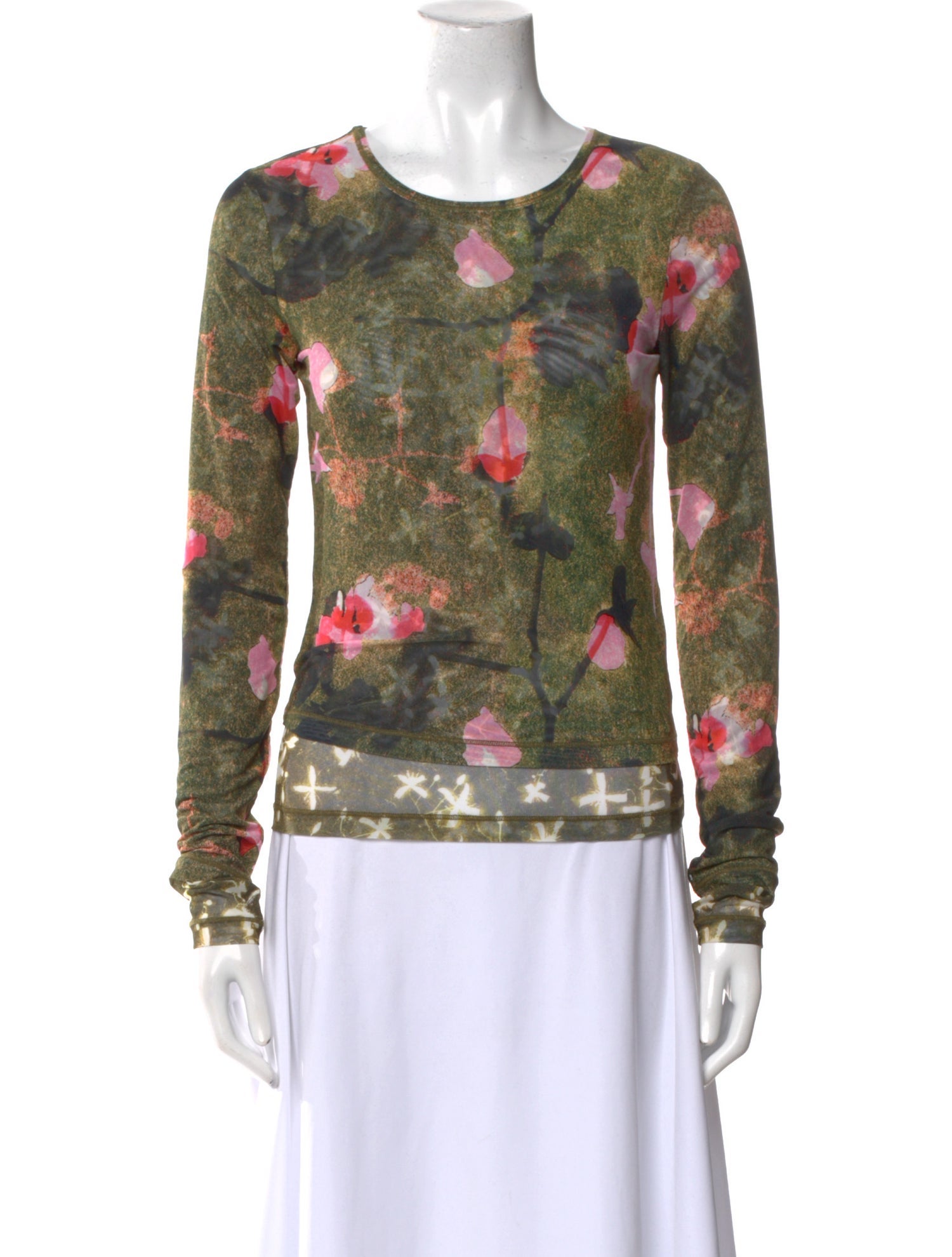 Eckhaus Latta Floral Print Scoop Neck Sweatshirt