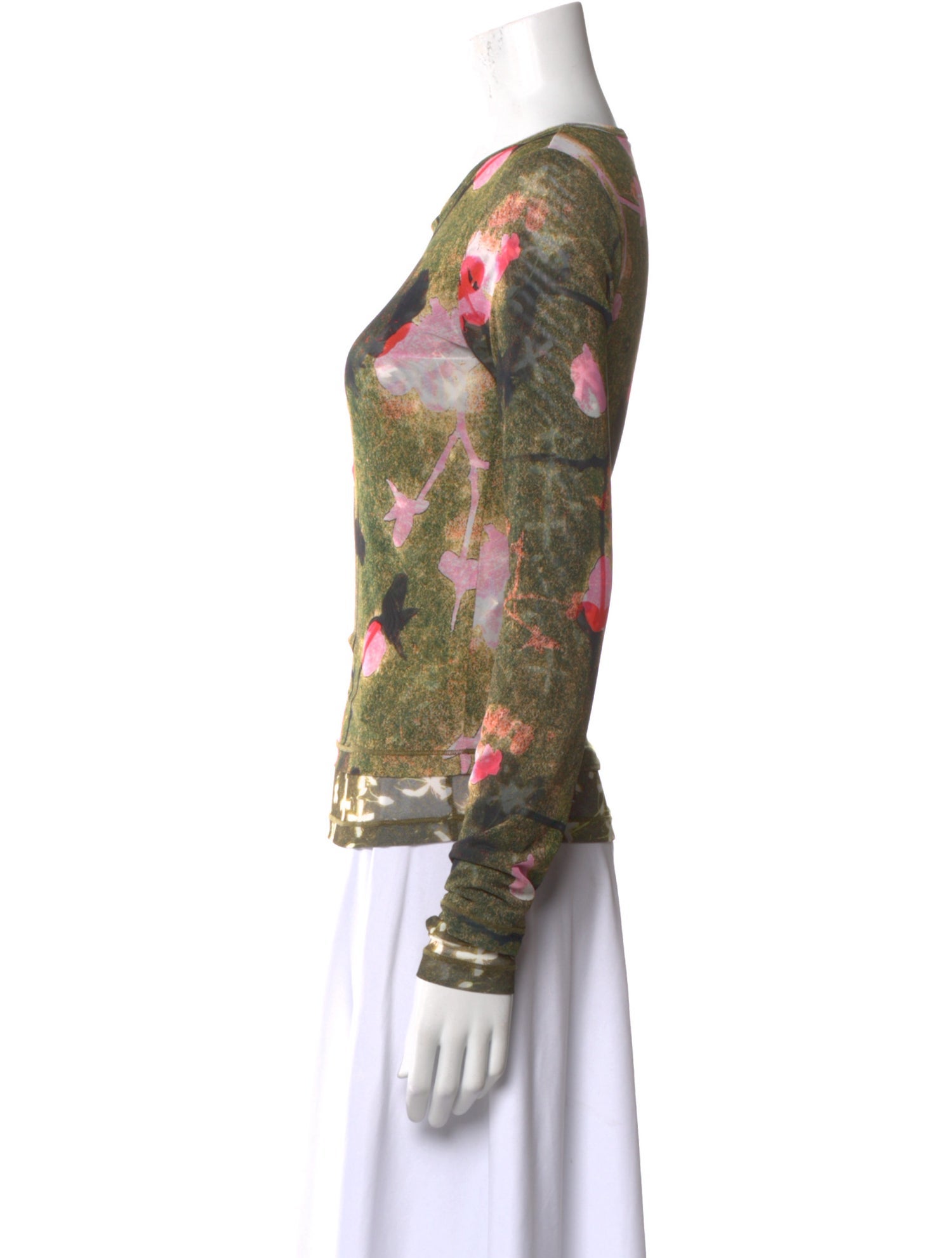Eckhaus Latta Floral Print Scoop Neck Sweatshirt
