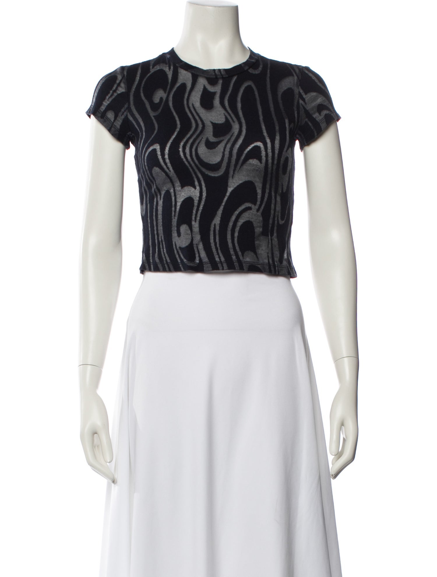 Eckhaus Latta Printed Crew Neck Crop Top