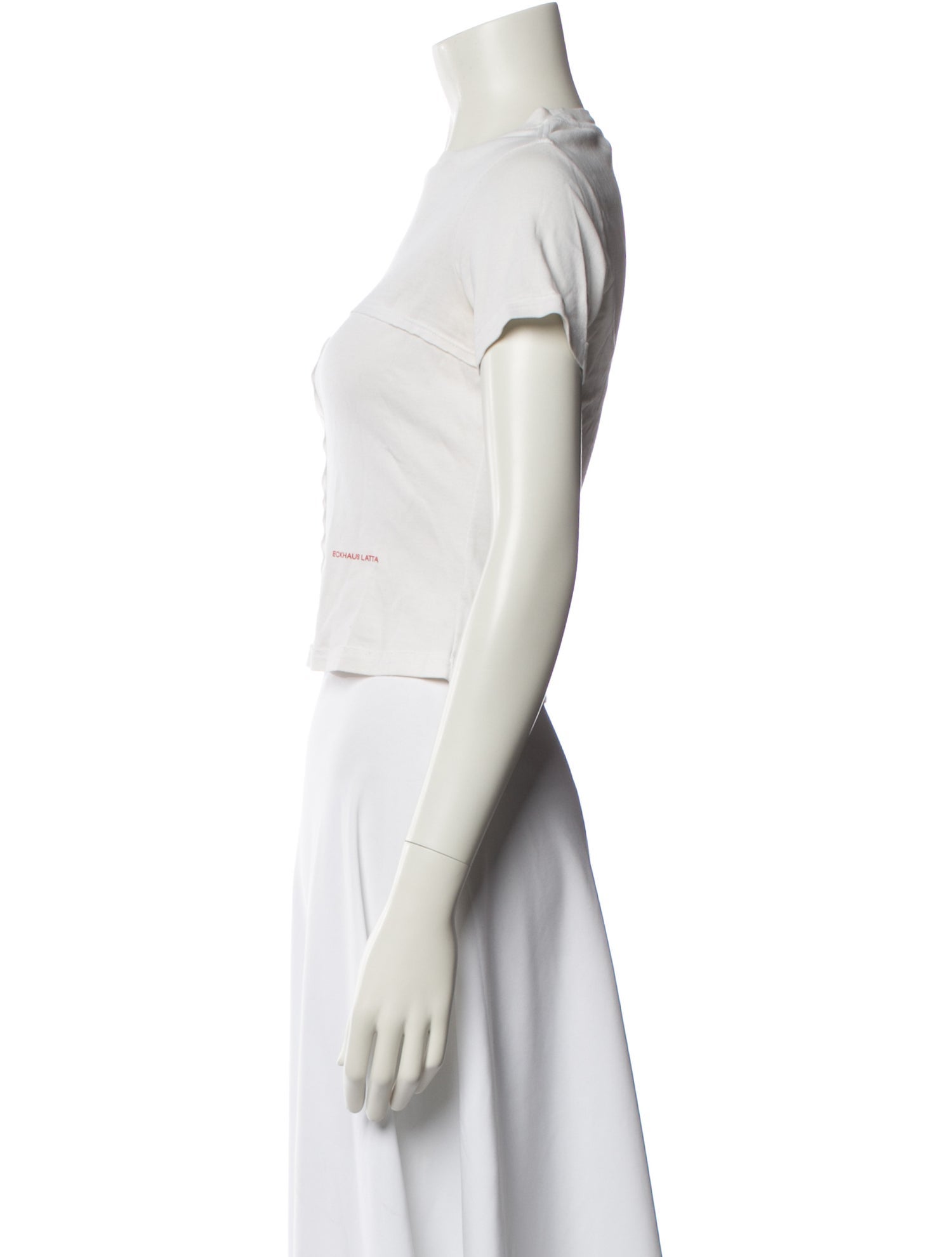 Eckhaus Latta Bateau Neckline Short Sleeve Crop Top