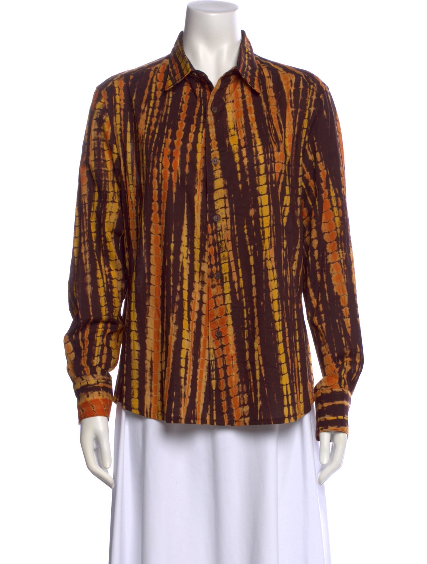 Eckhaus Latta Printed Long Sleeve Button-Up Top