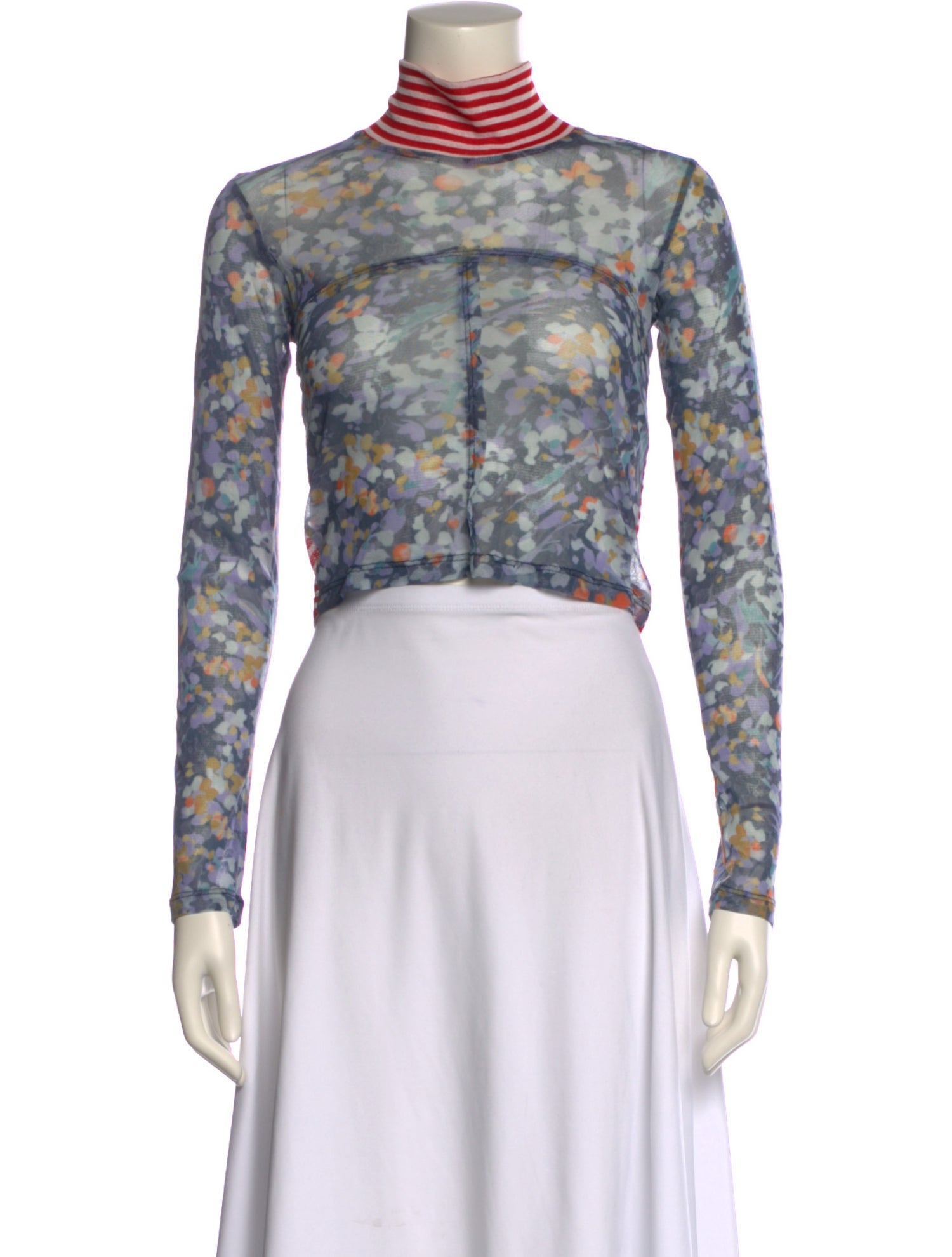 Eckhaus Latta Nylon Floral Print Crop Top