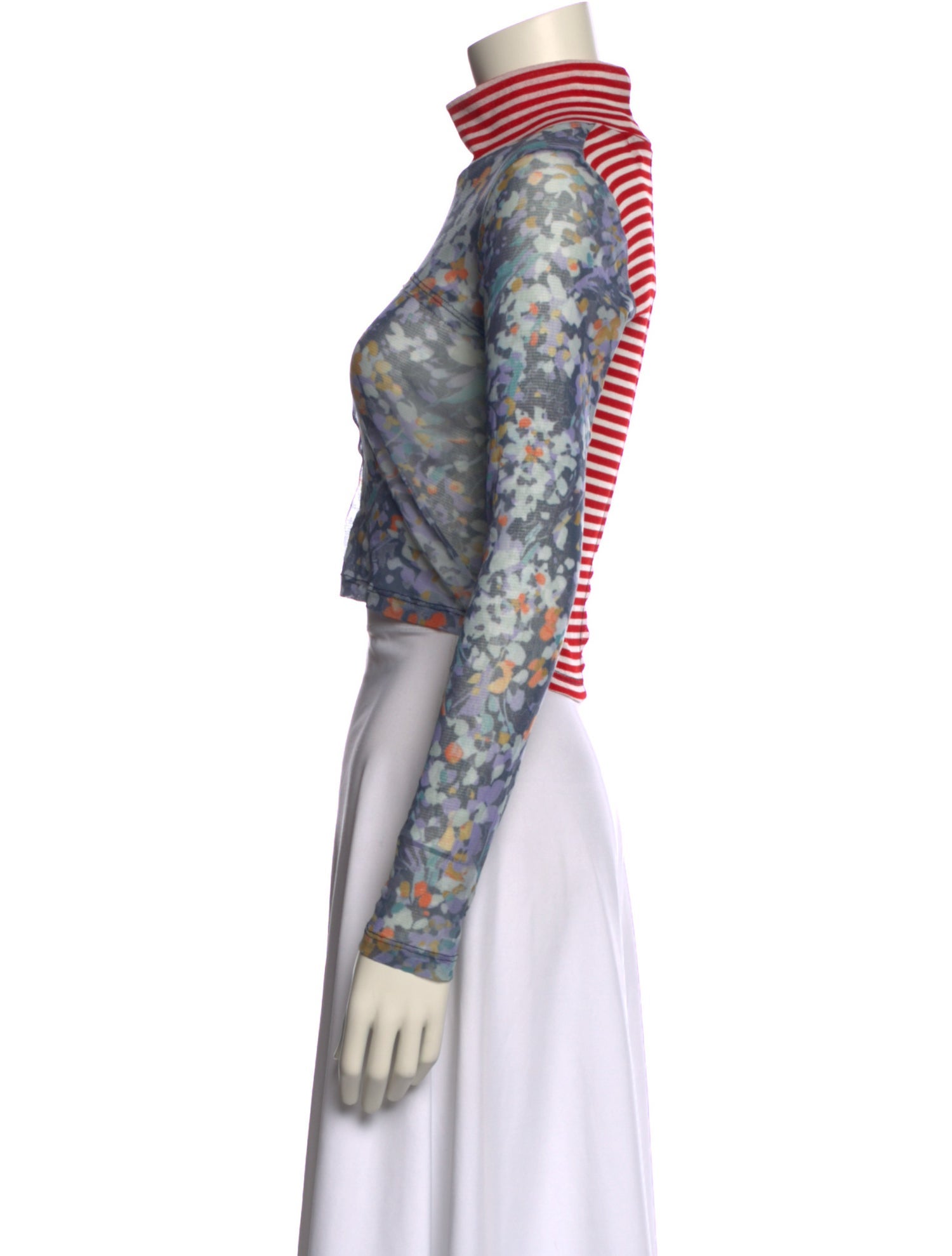 Eckhaus Latta Nylon Floral Print Crop Top