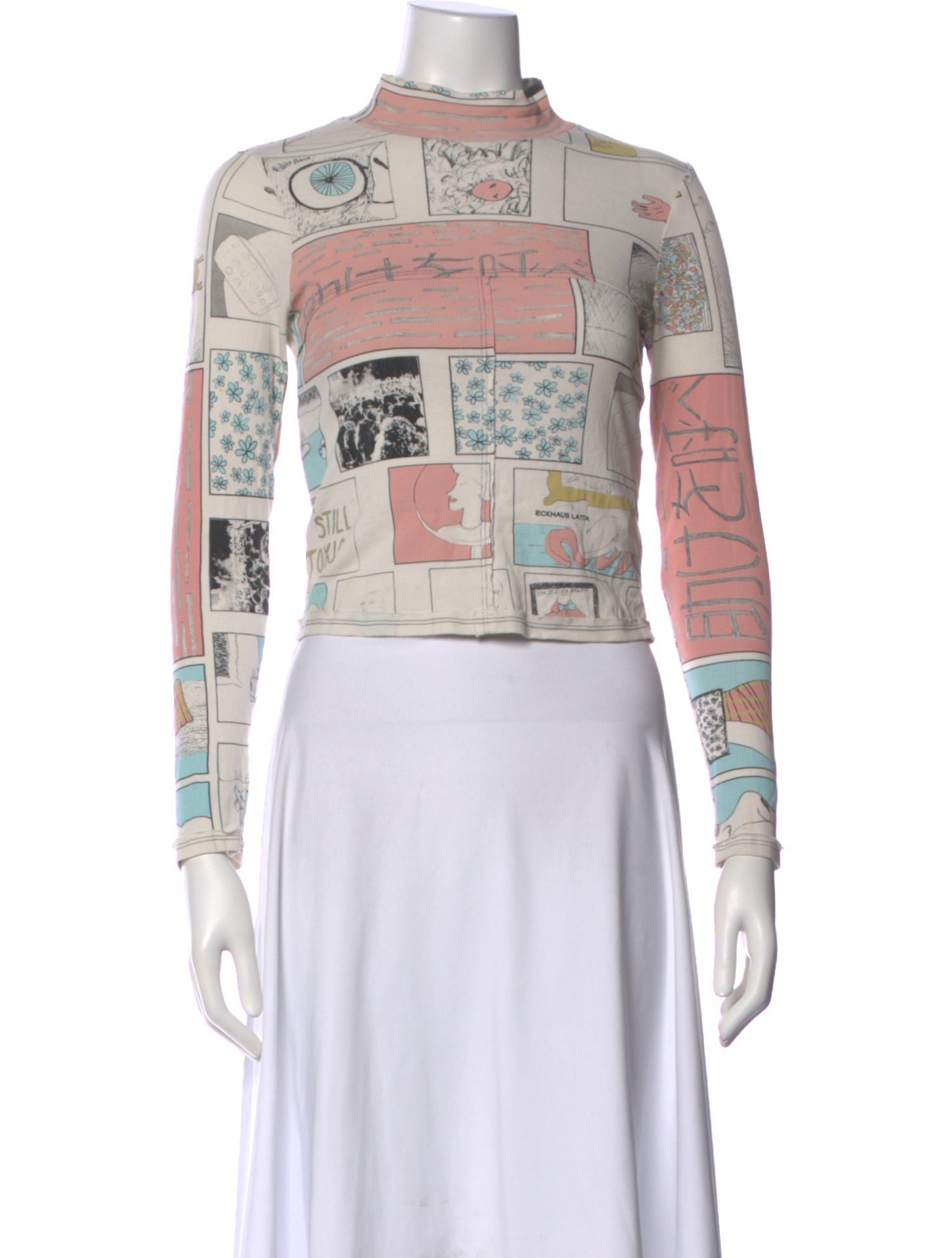 Eckhaus Latta Printed Mock Neck Crop Top