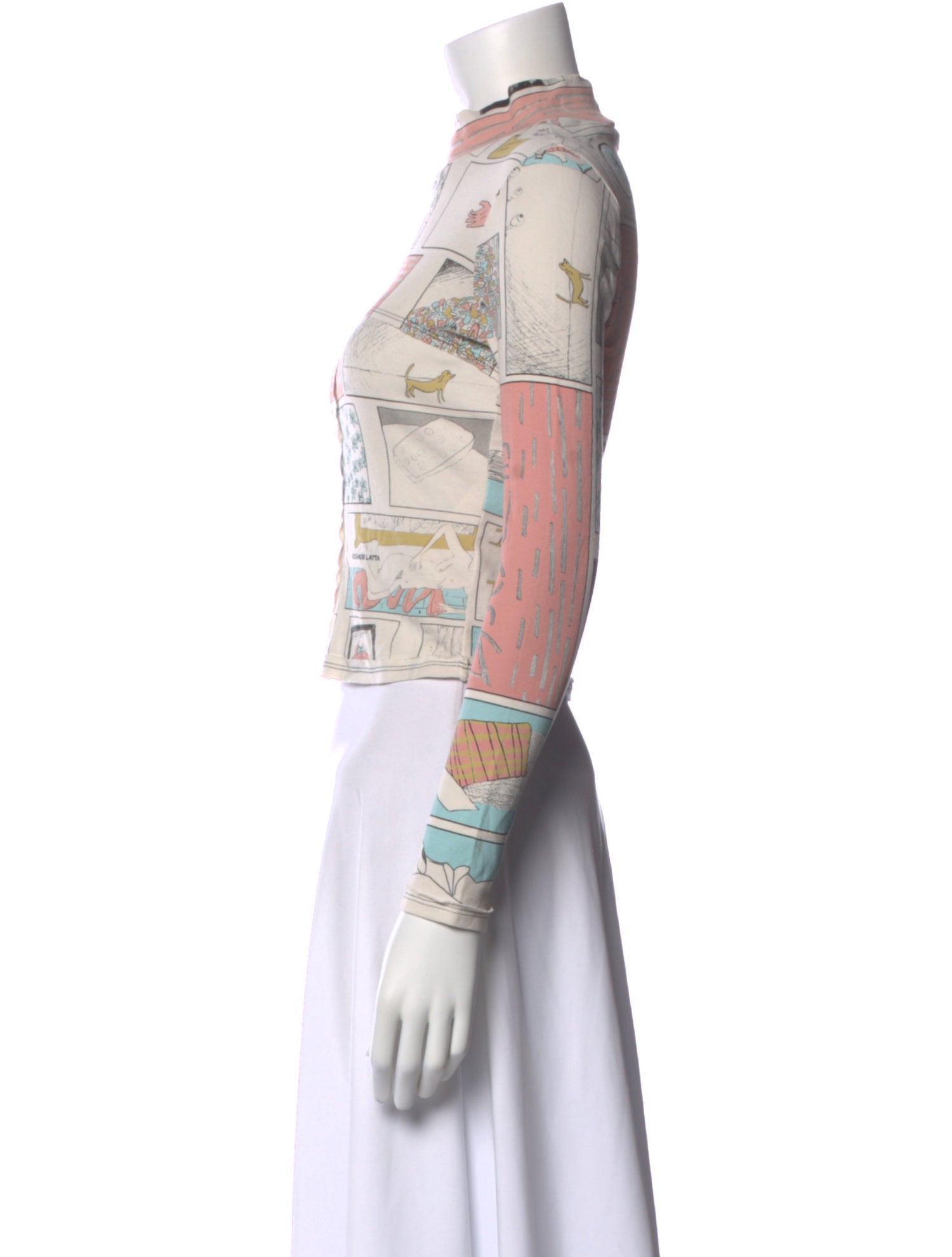 Eckhaus Latta Printed Mock Neck Crop Top