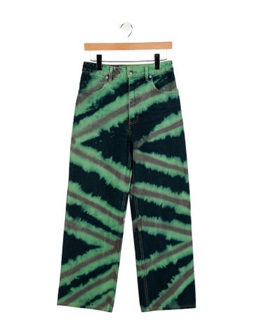 Pre-owned Eckhaus Latta High-rise Wide Leg Jeans In Green