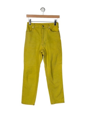 Pre-owned Eckhaus Latta Mid-rise Straight Leg Jeans In Yellow