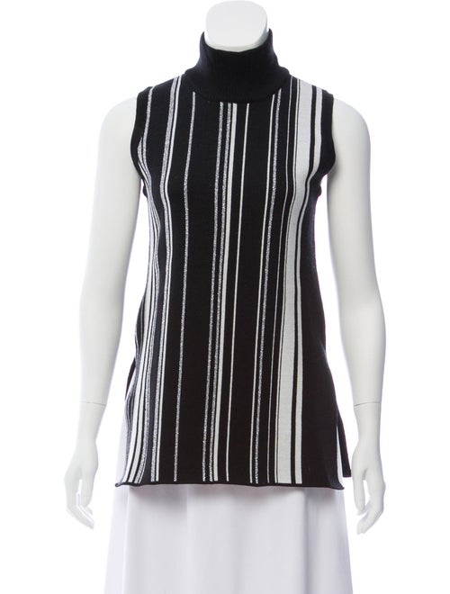 Edun Sleeveless Striped Turtleneck Black