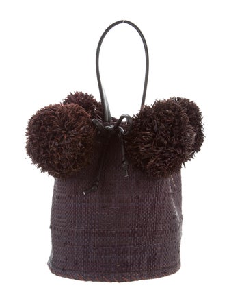 Edun Raffia Pom Pom Mini Bag