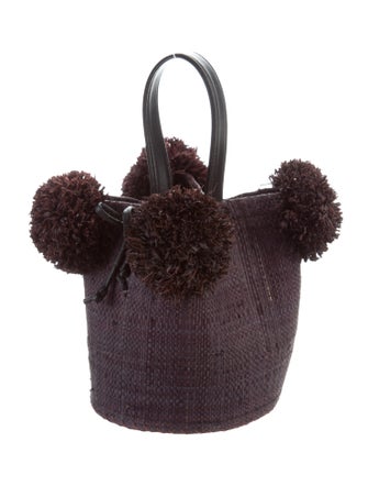 Edun Raffia Pom Pom Mini Bag