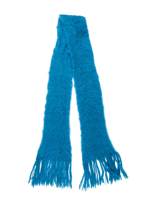 Edun Kid Mohair Fringe Scarf Blue