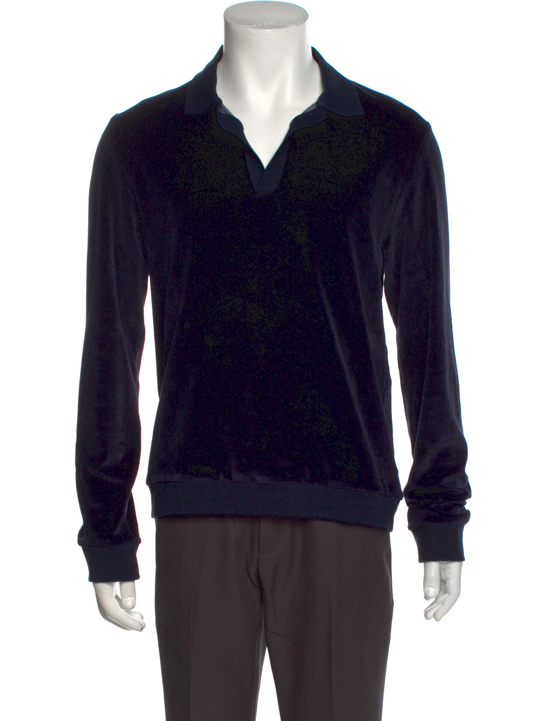 Editions M.R Collar Long Sleeve Polo Sweater Blue Sweaters, Clothing