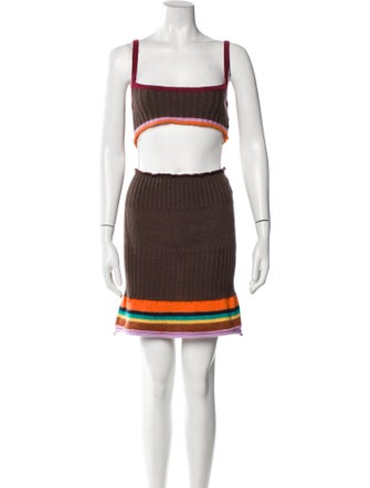 Edward Cuming Merino Wool Striped Skirt Set