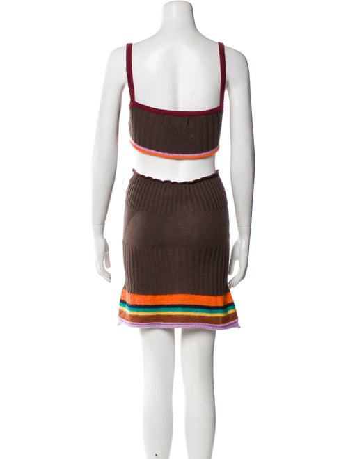 Edward Cuming Merino Wool Striped Skirt Set