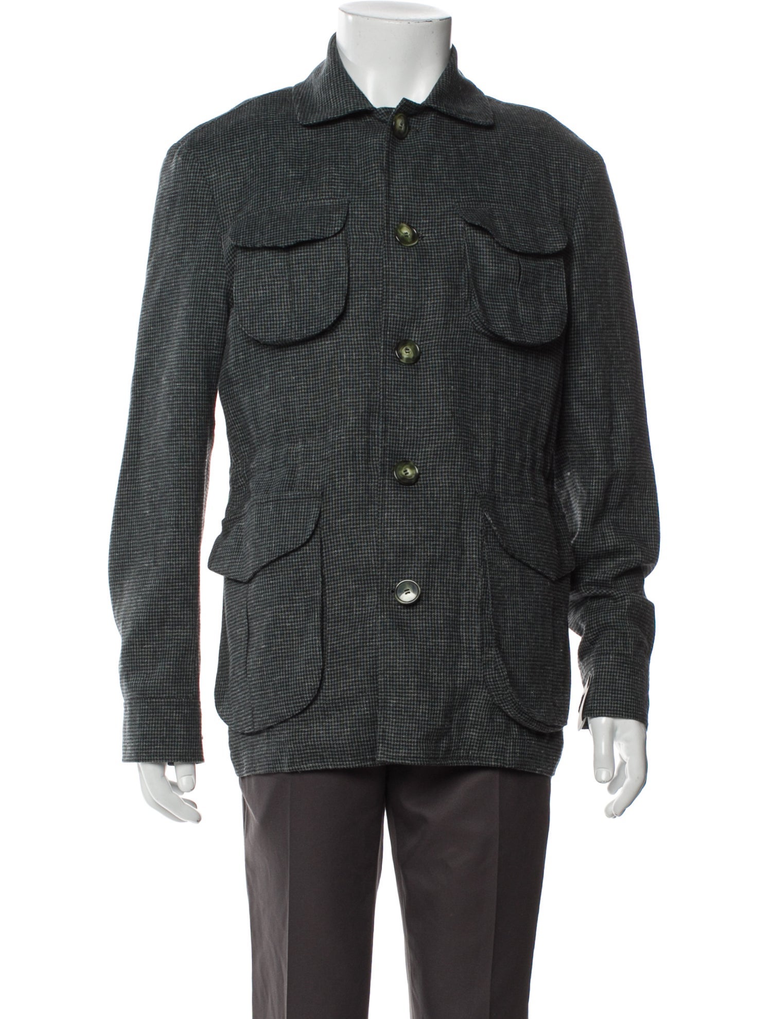 Eidos Wool Plaid Print Utility Jacket