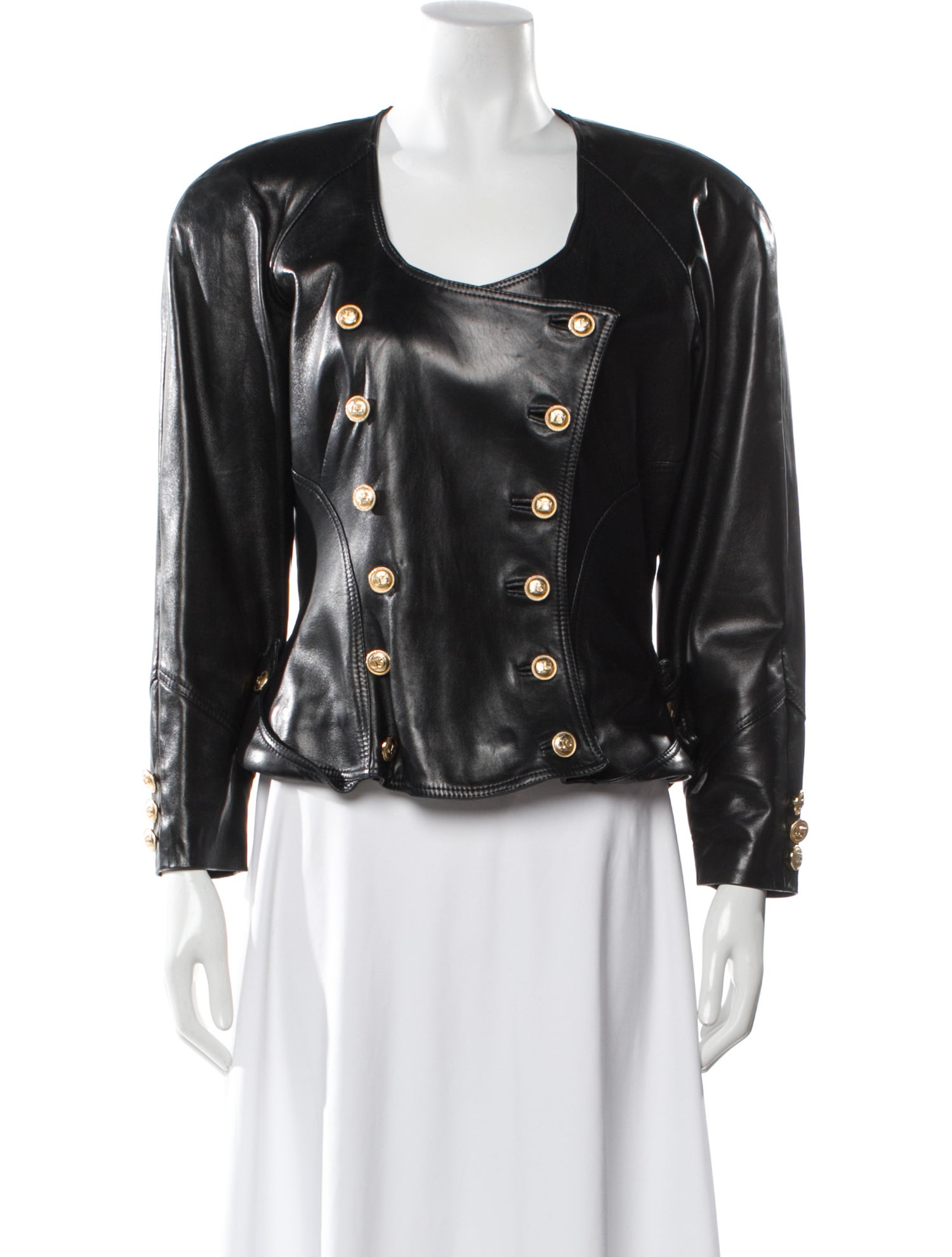 Jean Claude Jitrois Leather Crew Neck Top