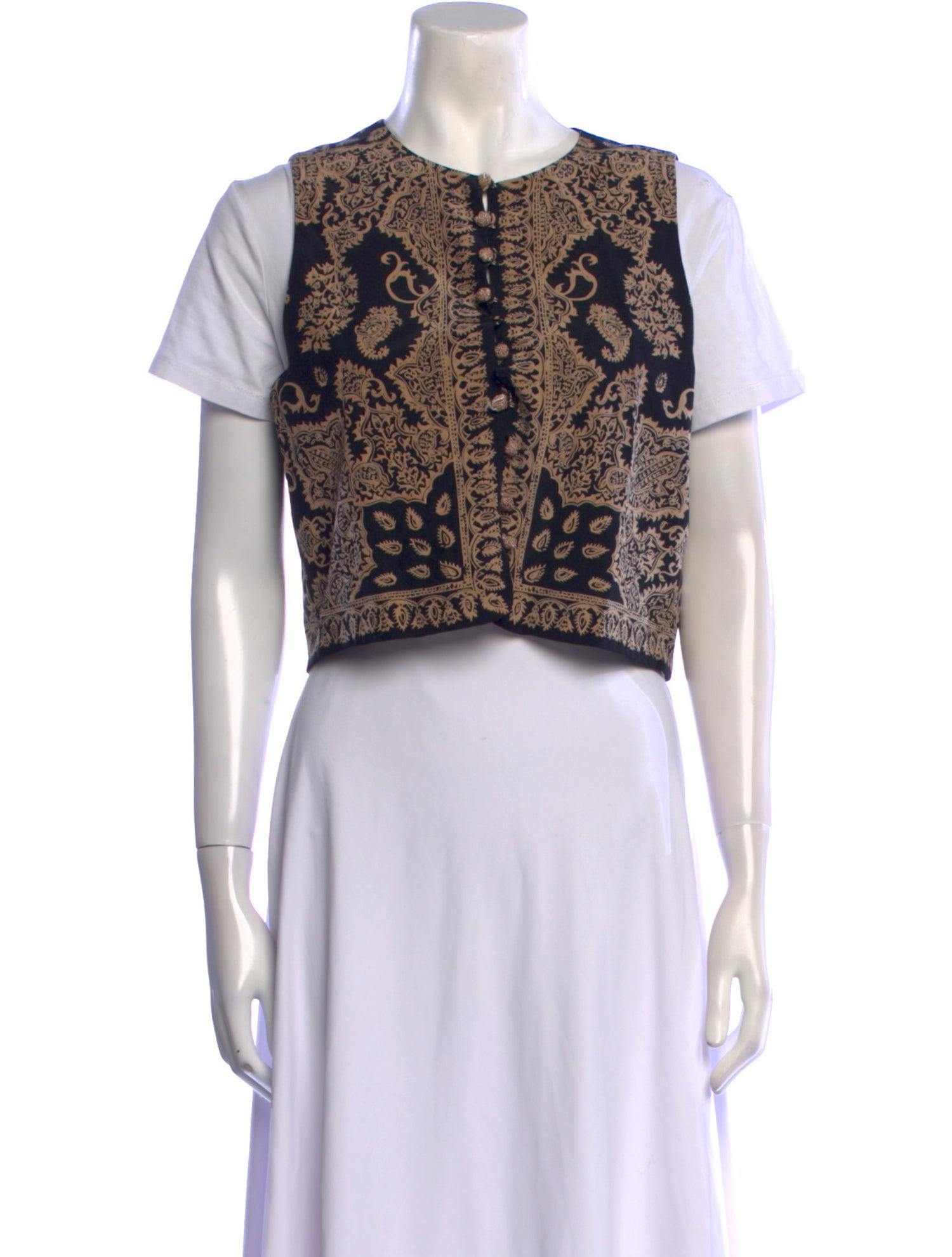 Emanuel by Emanuel Ungaro Silk Paisley Print Crop Top