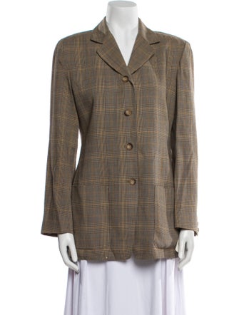 Emanuel by Emanuel Ungaro Wool Plaid Print Blazer