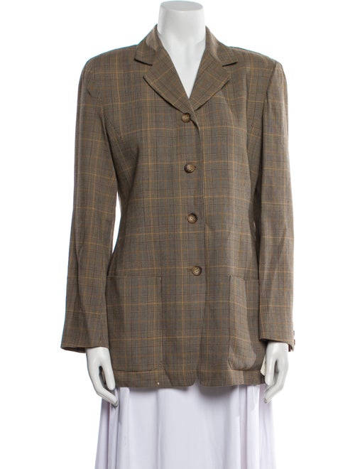 Emanuel by Emanuel Ungaro Wool Plaid Print Blazer