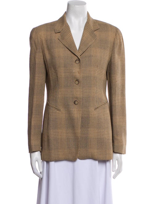 Emanuel by Emanuel Ungaro Wool Plaid Print Blazer