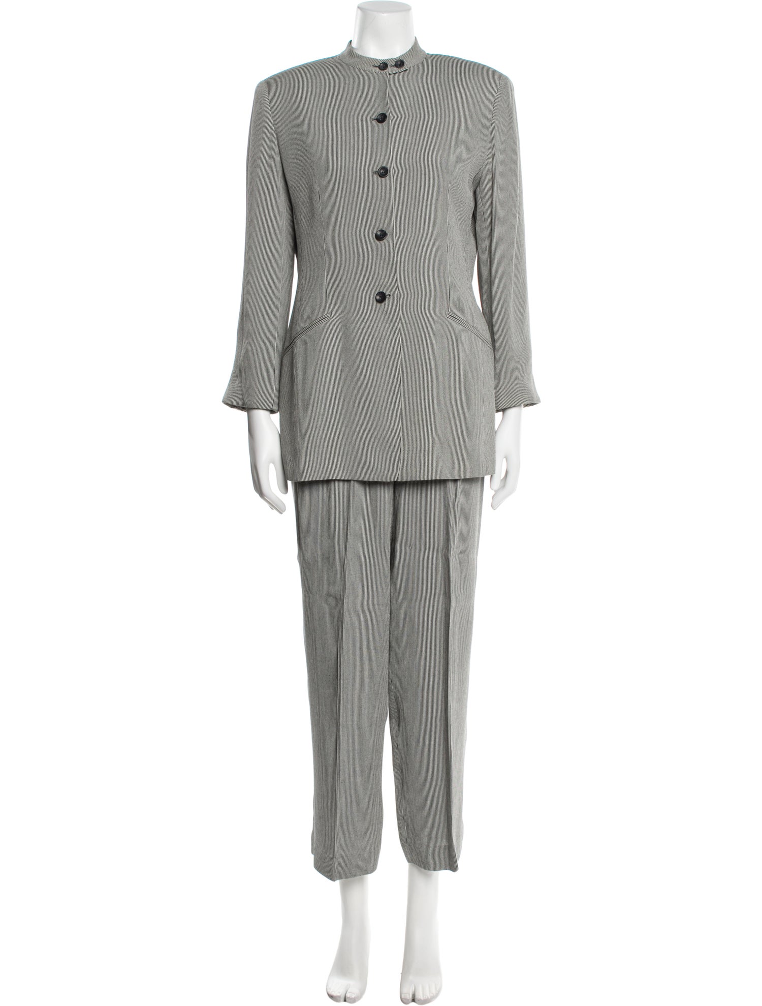 Emanuel by Emanuel Ungaro Striped Pleated Accents Pant Set
