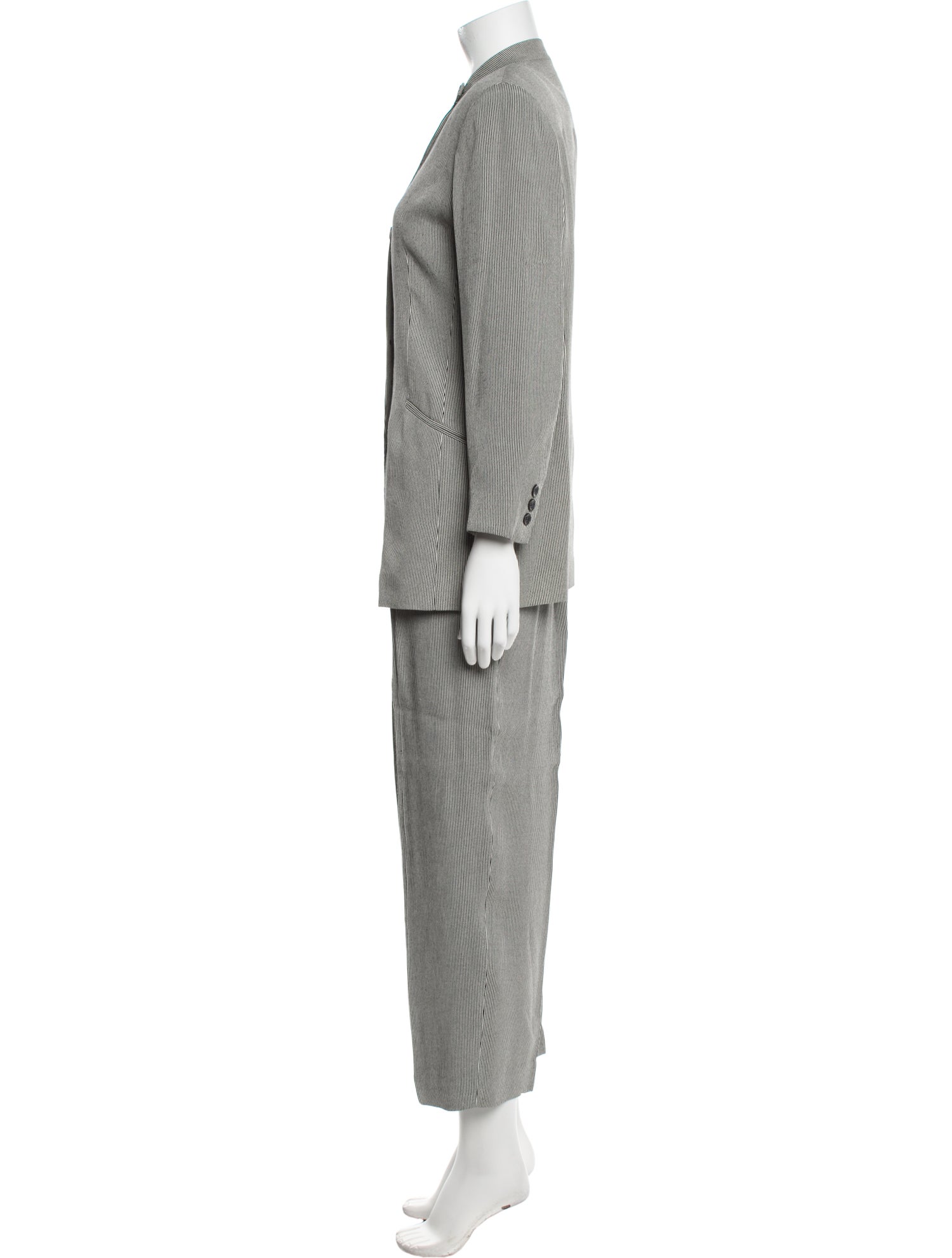 Emanuel by Emanuel Ungaro Striped Pleated Accents Pant Set